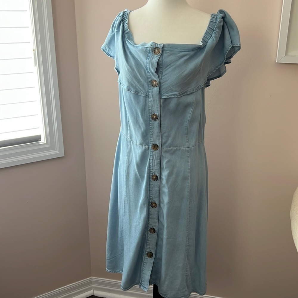 Le Chateau L Blue Off The Shoulder Summer Dress NWT
